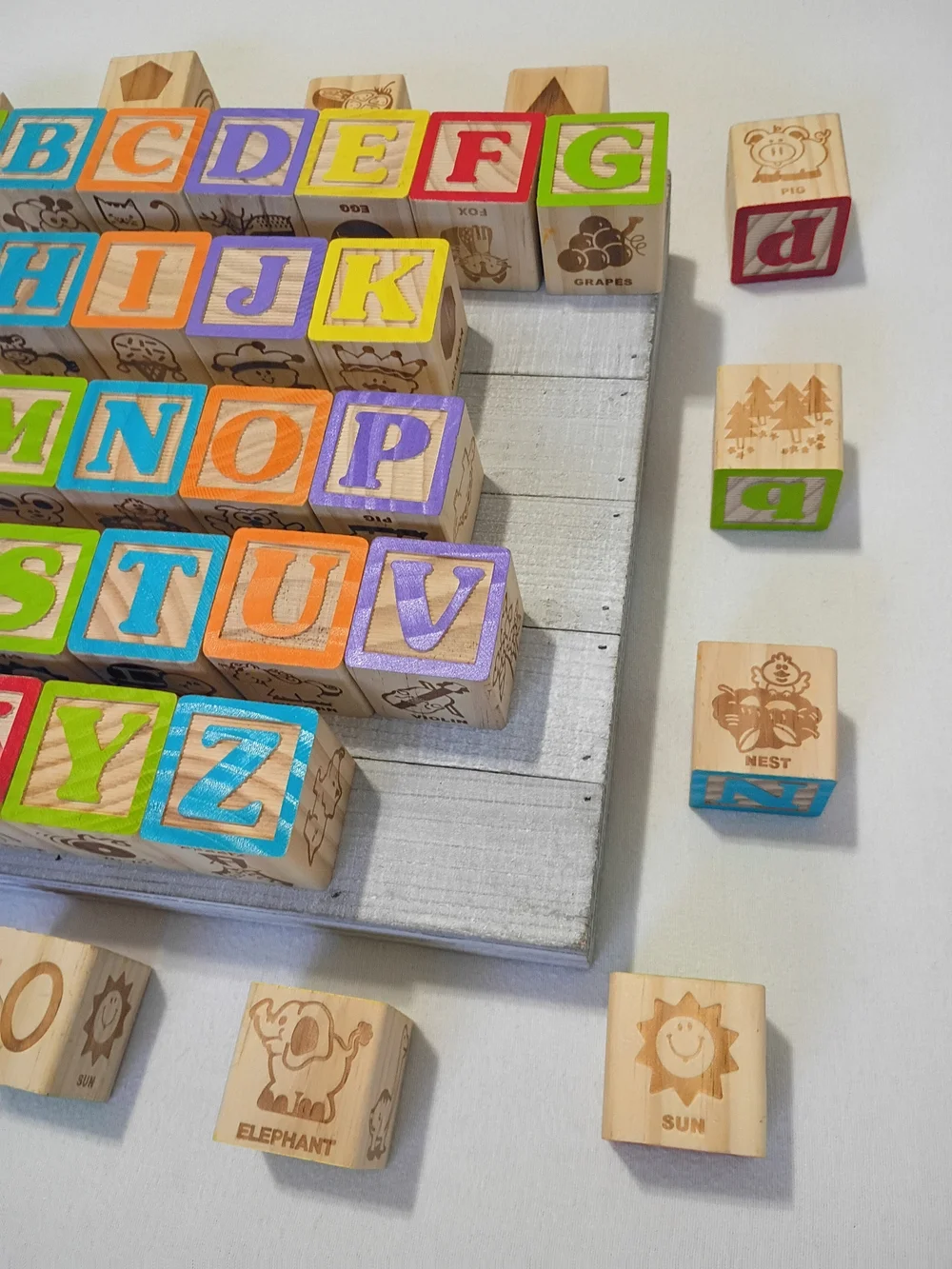 Colorful Wooden Alphabet Blocks Set Of 40 for Kids - Multicolor Learning Blocks